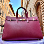 Italian Handmade Burgundy Leather Tote Bag for women