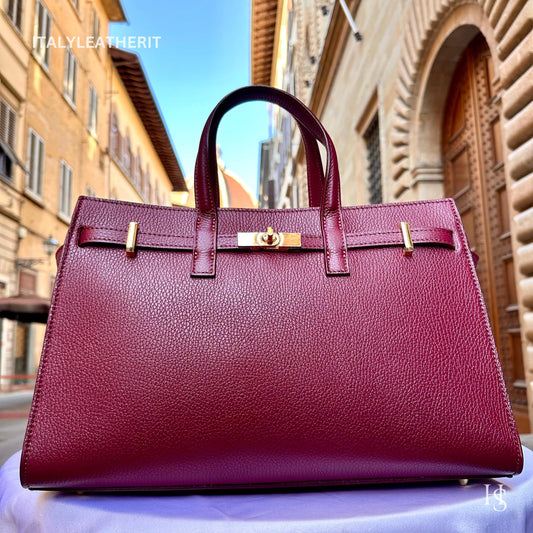 Túi tote da – dành cho nữ – Đỏ burgundy – thủ công