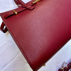 Túi tote da – dành cho nữ – Đỏ burgundy – thủ công