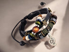 Unisex Music Beads Bracelet – Handmade Adjustable Knitted Leather Wristband for Men &amp; Women