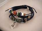Unisex Music Beads Bracelet – Handmade Adjustable Knitted Leather Wristband for Men &amp; Women