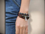 Unisex Music Beads Bracelet – Handmade Adjustable Knitted Leather Wristband for Men &amp; Women