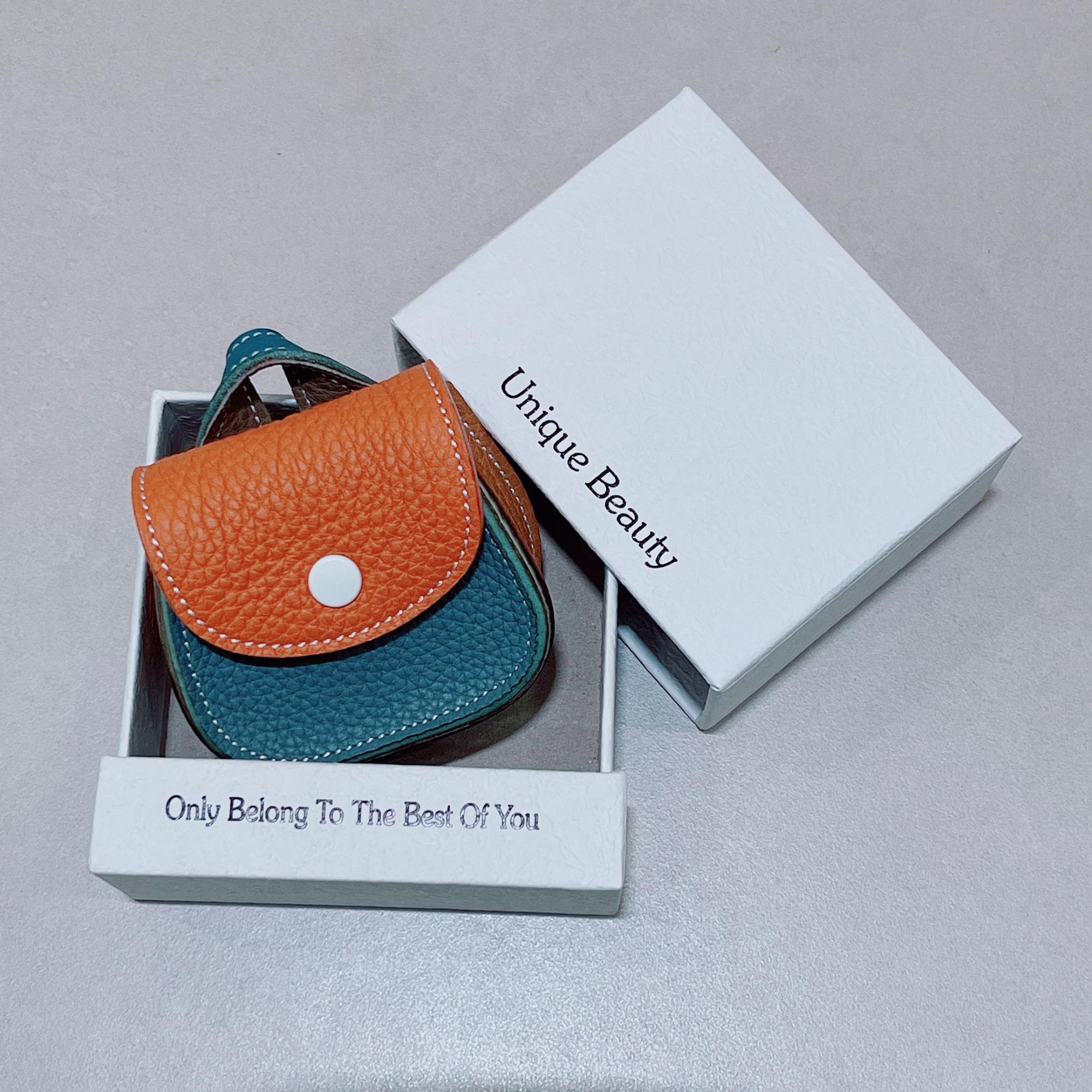 Handmade Pebble Cowhide AirPods Case, Coin Purse, Bag Charm Accessory