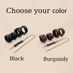 Restraint cuffs set, Leather hand and ankle cuffs, Leather hand bondage, Bondage ankle cuffs, Leather bondage set, Restraint leather cuffs
