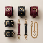 Restraint cuffs set, Leather hand and ankle cuffs, Leather hand bondage, Bondage ankle cuffs, Leather bondage set, Restraint leather cuffs