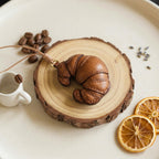 Handmade Leather Croissant Keychain, Realistic French Pastry Bag Charm, Miniature Food Pendant, Unique Gift for Coffee Lover