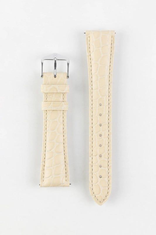 Dây đeo đồng hồ Hirsch ARISTOCRAT bằng da dập vân cá sấu màu BEIGE