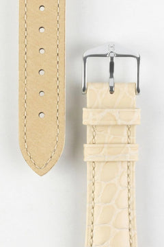 Dây đeo đồng hồ Hirsch ARISTOCRAT bằng da dập vân cá sấu màu BEIGE
