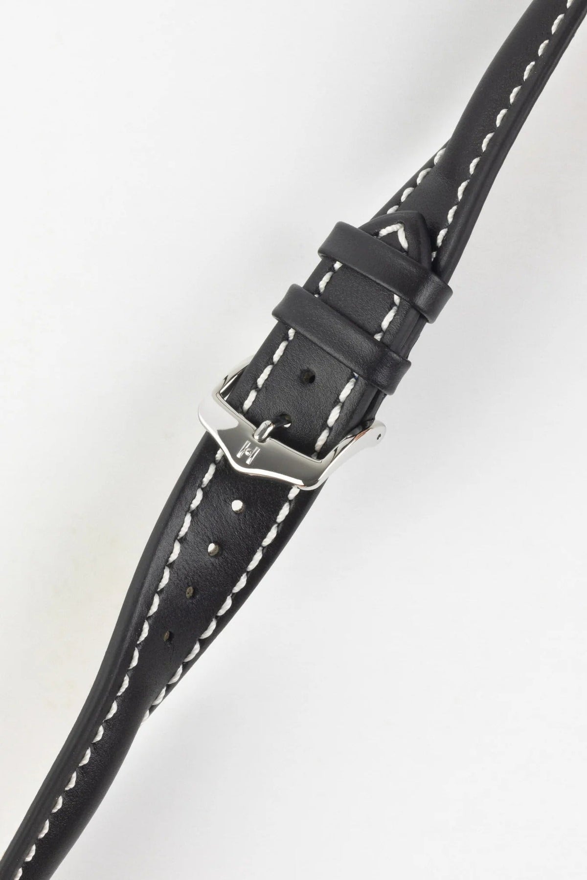 Dây đeo đồng hồ Hirsch HEAVY CALF bằng da bê chống nước, màu ĐEN/TRẮNG