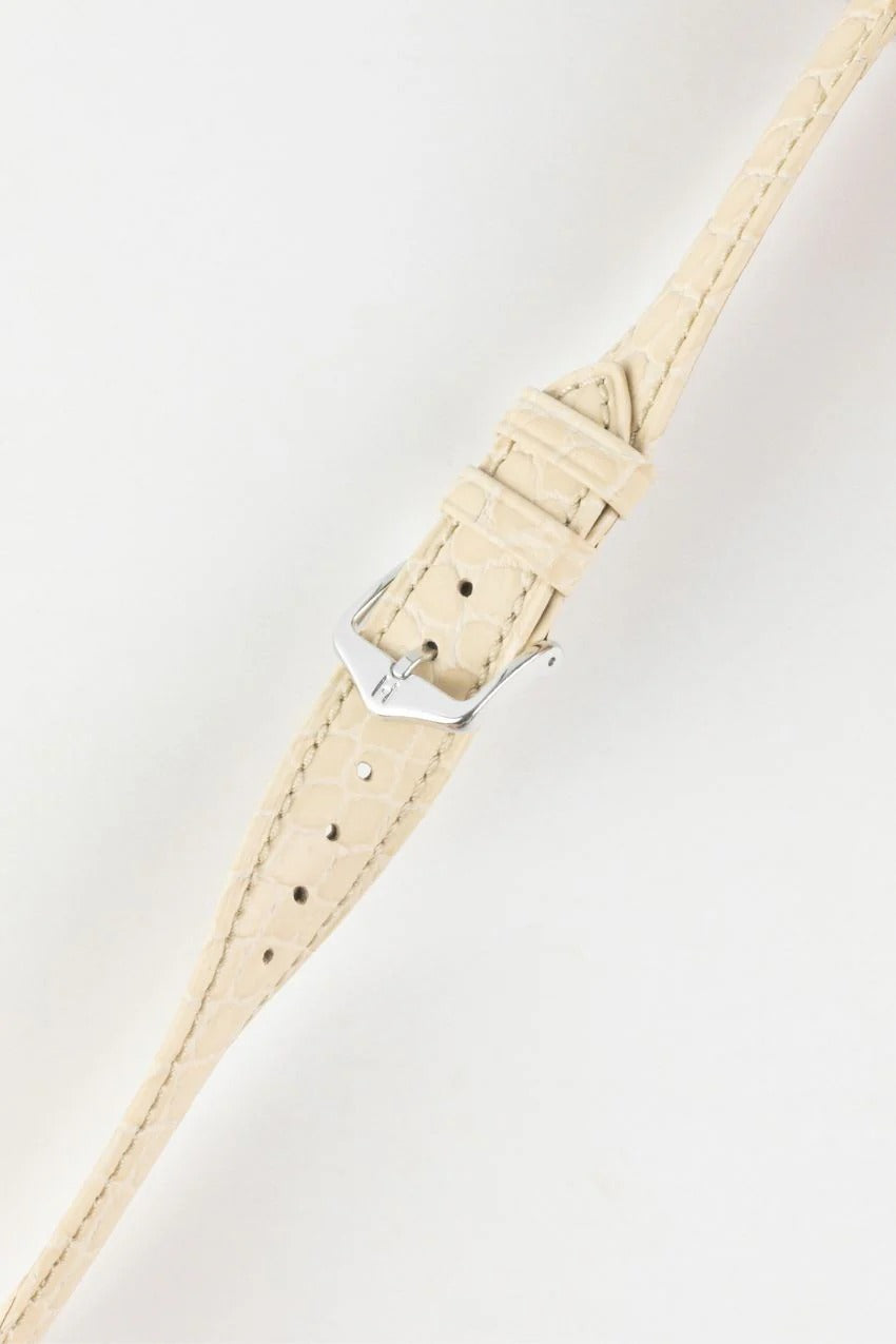 Dây đeo đồng hồ Hirsch ARISTOCRAT bằng da dập vân cá sấu màu BEIGE