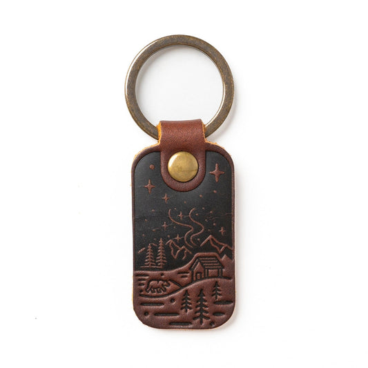 Móc khóa da hình cực quang - Màu nâu cổ điển