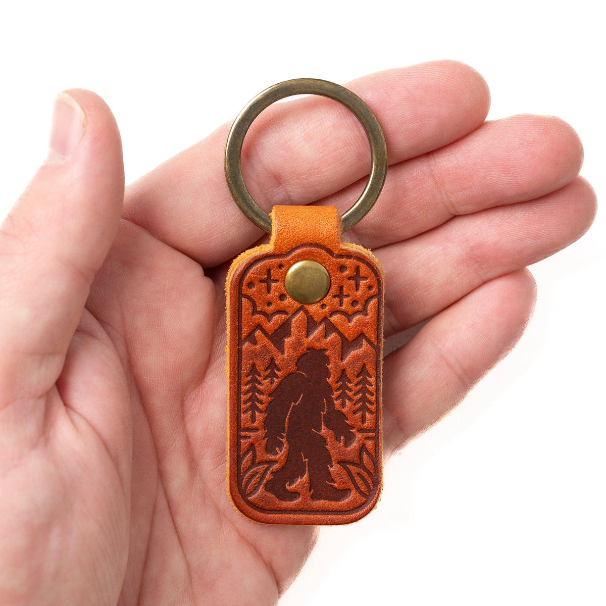 Móc khóa hình Sasquatch bằng da - Màu nâu nhạt kiểu Anh