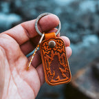 Móc khóa hình Sasquatch bằng da - Màu nâu nhạt kiểu Anh
