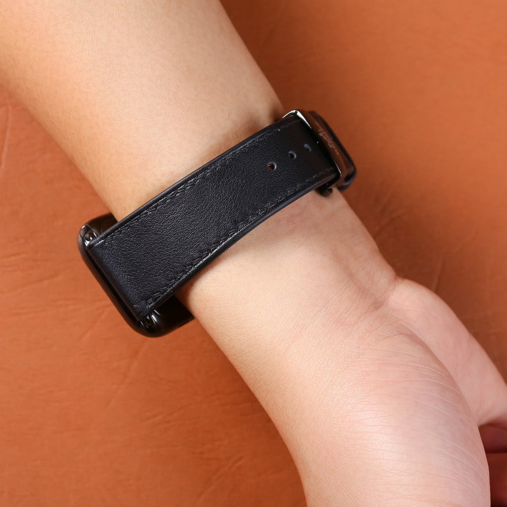 Dây đeo đồng hồ Swift bằng da dành cho Apple Watch và đồng hồ cơ - Màu đen SW2207 