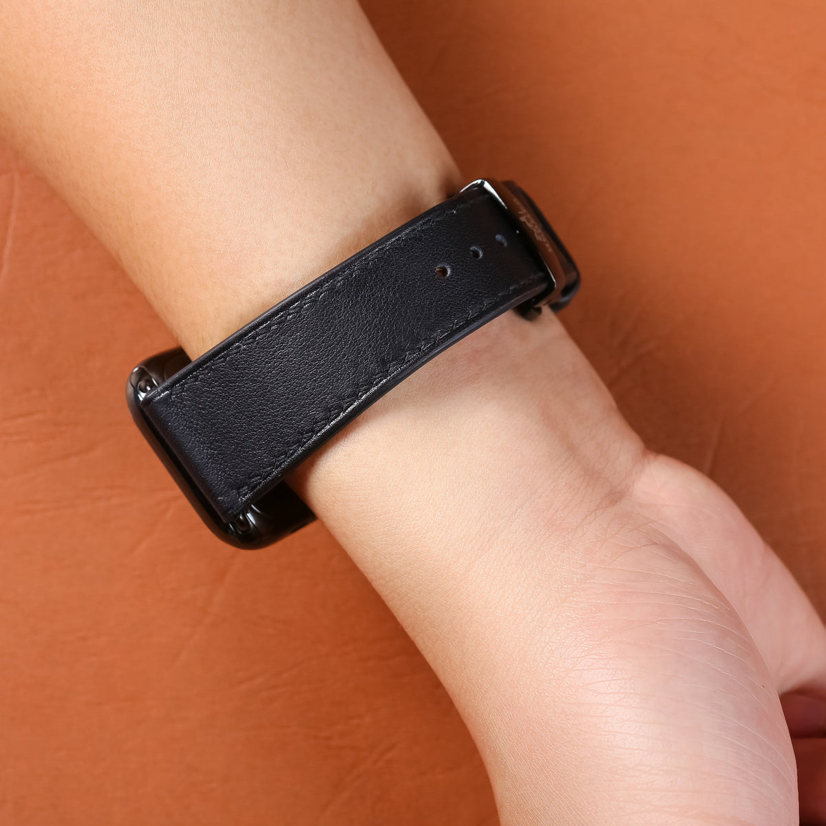 Dây đeo đồng hồ Swift bằng da dành cho Apple Watch và đồng hồ cơ - Màu đen SW2207 