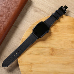Dây đeo đồng hồ Swift bằng da dành cho Apple Watch và đồng hồ cơ - Màu đen SW2207 