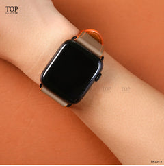 Dây đeo đồng hồ Swift bằng da dành cho Apple Watch, đồng hồ cơ - Màu xám pha cam SW08.33 
