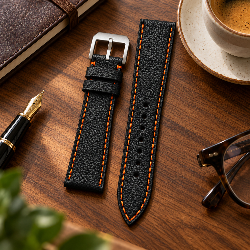 Flat Contrast — Alran Sully Jet Black / Orange stitch — Lifestyle Desk EDC