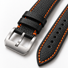 Flat Contrast — Alran Sully Jet Black / Orange stitch — Macro Stitch & Grain