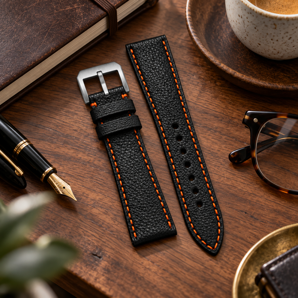Flat Contrast — Alran Sully Jet Black / Orange stitch — Lifestyle Desk EDC