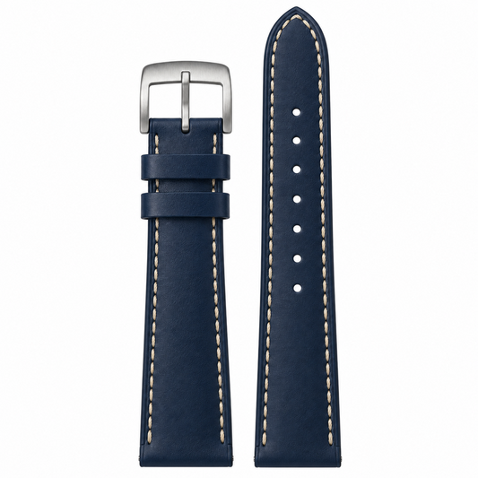 Flat Classic — Classic Navy / light contrast stitch — Luxury Car Steering