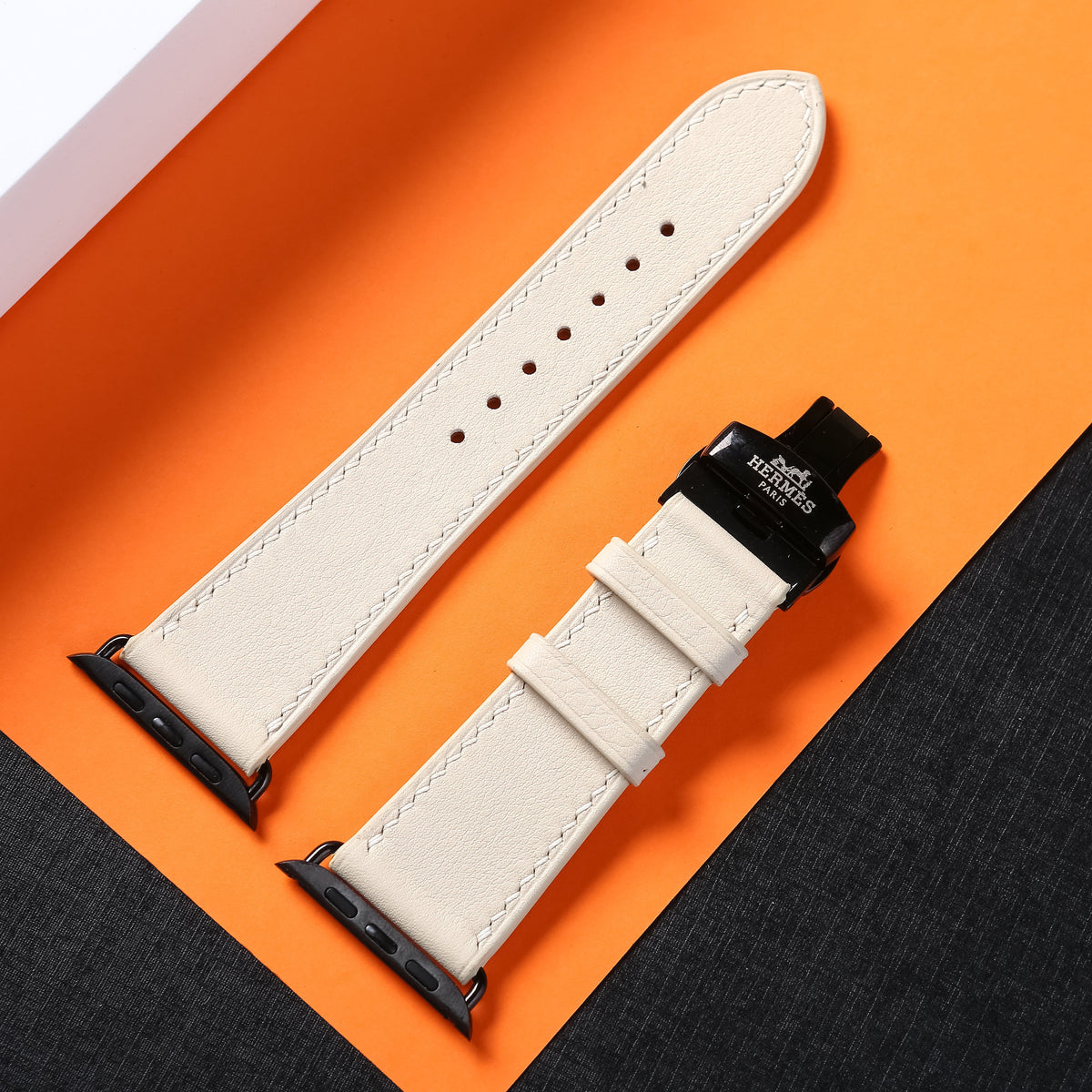 Dây đeo đồng hồ Swift bằng da dành cho Apple Watch và đồng hồ cơ - Màu trắng sữa SW2205 