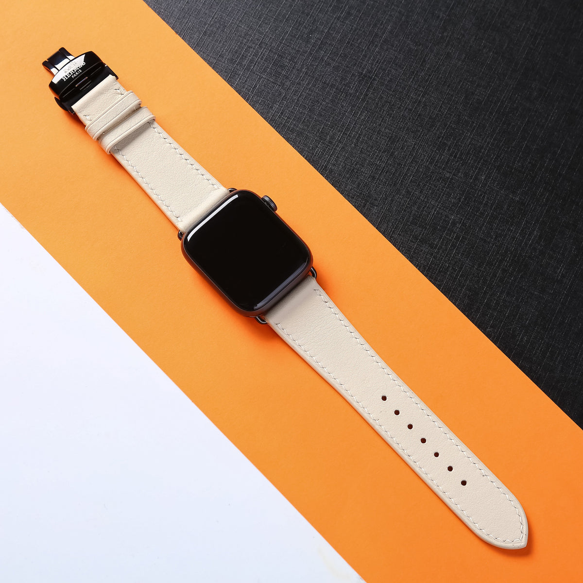 Dây đeo đồng hồ Swift bằng da dành cho Apple Watch và đồng hồ cơ - Màu trắng sữa SW2205 
