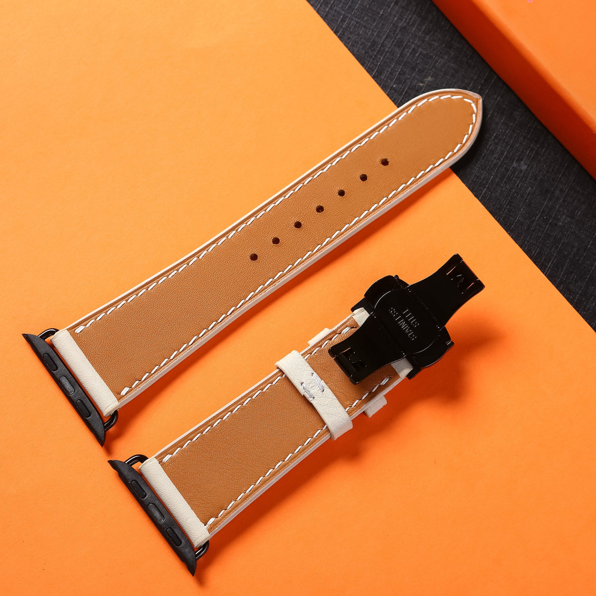 Dây đeo đồng hồ Swift bằng da dành cho Apple Watch và đồng hồ cơ - Màu trắng sữa SW2205 