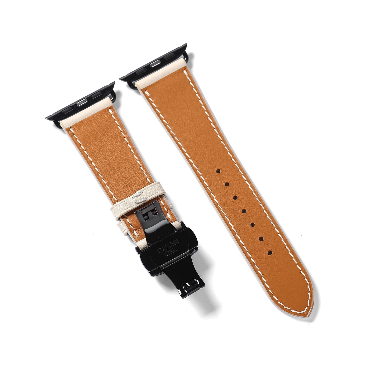 Dây đeo đồng hồ Swift bằng da dành cho Apple Watch và đồng hồ cơ - Màu trắng sữa SW2205 