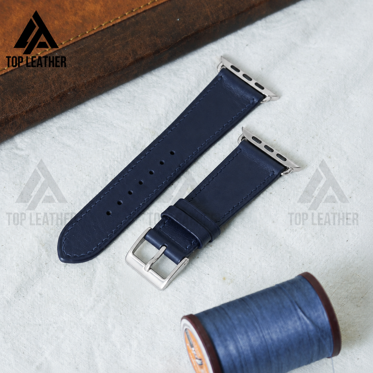 Dây Apple Watch – da Epsom – cho 38mm–49mm – Xanh navy – cá nhân hóa, thủ công