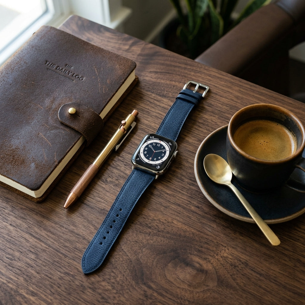 Dây Da Epsom Apple Watch Chỉ Kem Signature — 04 Bối Cảnh Phong Cách Sống Hiện Đại