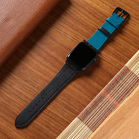 Dây Apple Watch – da Swift – Đen mix xanh - cá nhân hóa, thủ công