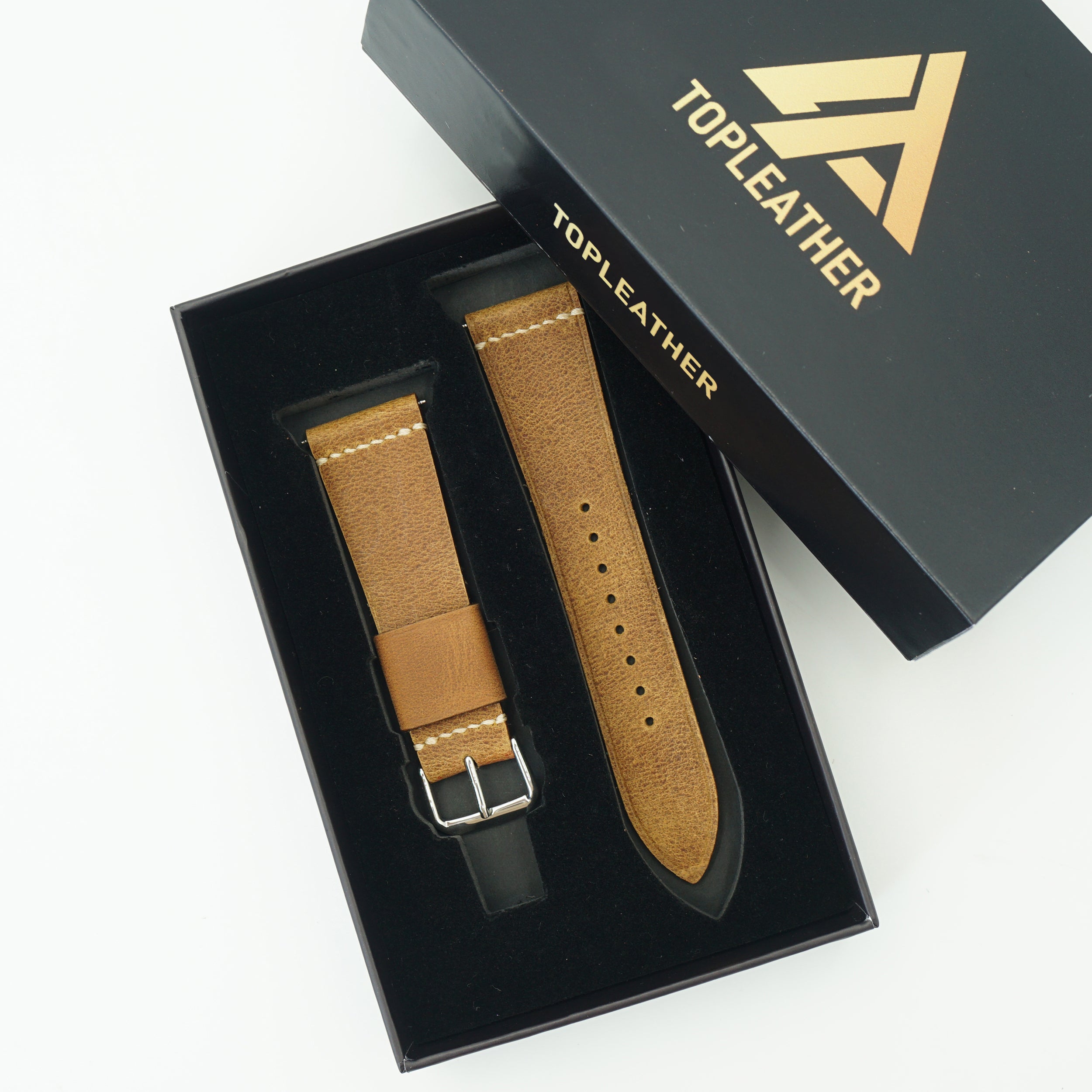 Dây đeo đồng hồ bằng da sáp Topleather - Màu nâu cà phê 