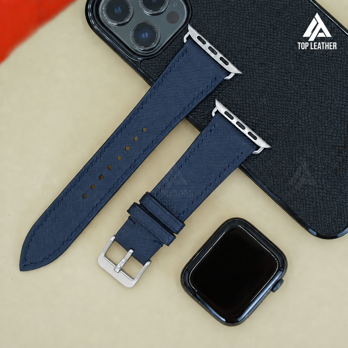 Dây Apple Watch – da Epsom – cho 38mm–49mm – Xanh navy – cá nhân hóa, thủ công