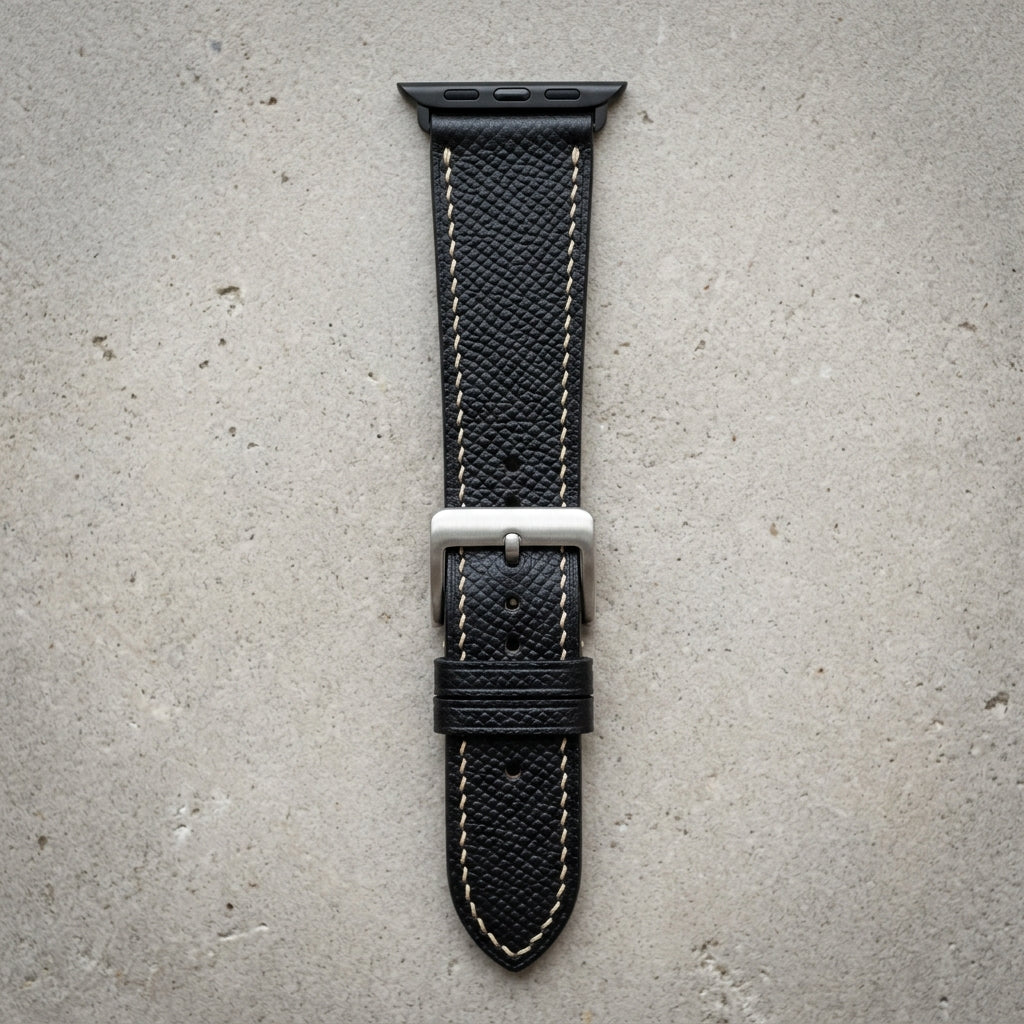 Dây Da Epsom Apple Watch Chỉ Kem Executive — 01 Hero Flatlay Studio 90°