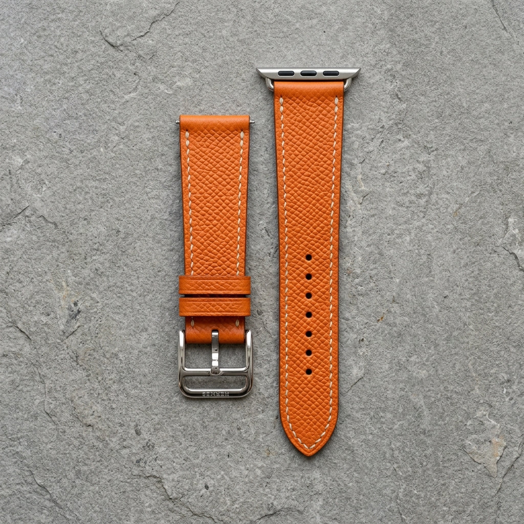 Dây Da Epsom Apple Watch Chỉ Kem Signature — 01 Hero Flatlay Studio 90°