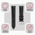 Bracelet de montre en cuir épais rembourré Ostend - Baranil noir