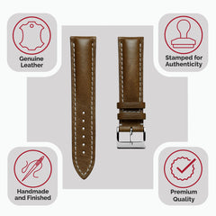 Vòng tay en cuir épais et rembourré pour montre Ostend - Cavallo Marron élégance et confort