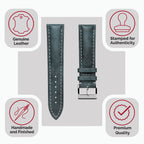 Armband aus Dickem, gepolstertem Leder im Vintage-Design – Patina Blau Jeanskraft