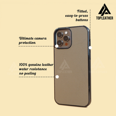 Ốp lưng điện thoại bằng da Epsom cho iPhone 11 12 13 14 Pro/Promax - Màu nâu hạt dẻ 