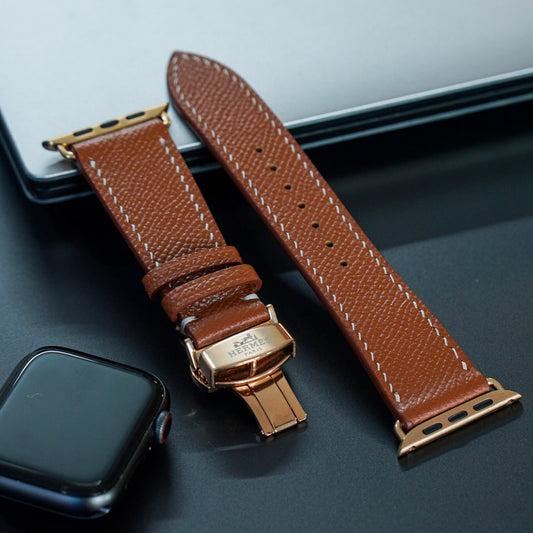 Dây đeo đồng hồ bằng da Epsom cho Apple Watch, đồng hồ cơ - Màu nâu vàng EP2209 