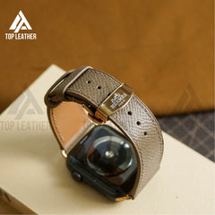 Dây đeo đồng hồ Apple Watch bằng da Epsom cho dòng 3 4 5 6 7 8 9 Ultra, kích thước từ 38mm đến 49mm. 