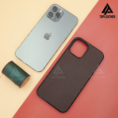 Ốp lưng điện thoại bằng da Epsom cho iPhone 11 12 13 14 Pro/Promax - Màu nâu 