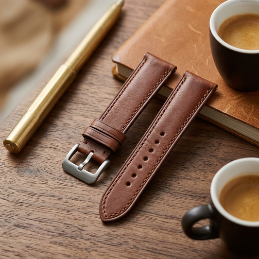 Dây Da Barenia Nâu Hạt Dẻ Khâu Chỉ Trắng — Lifestyle Desk EDC