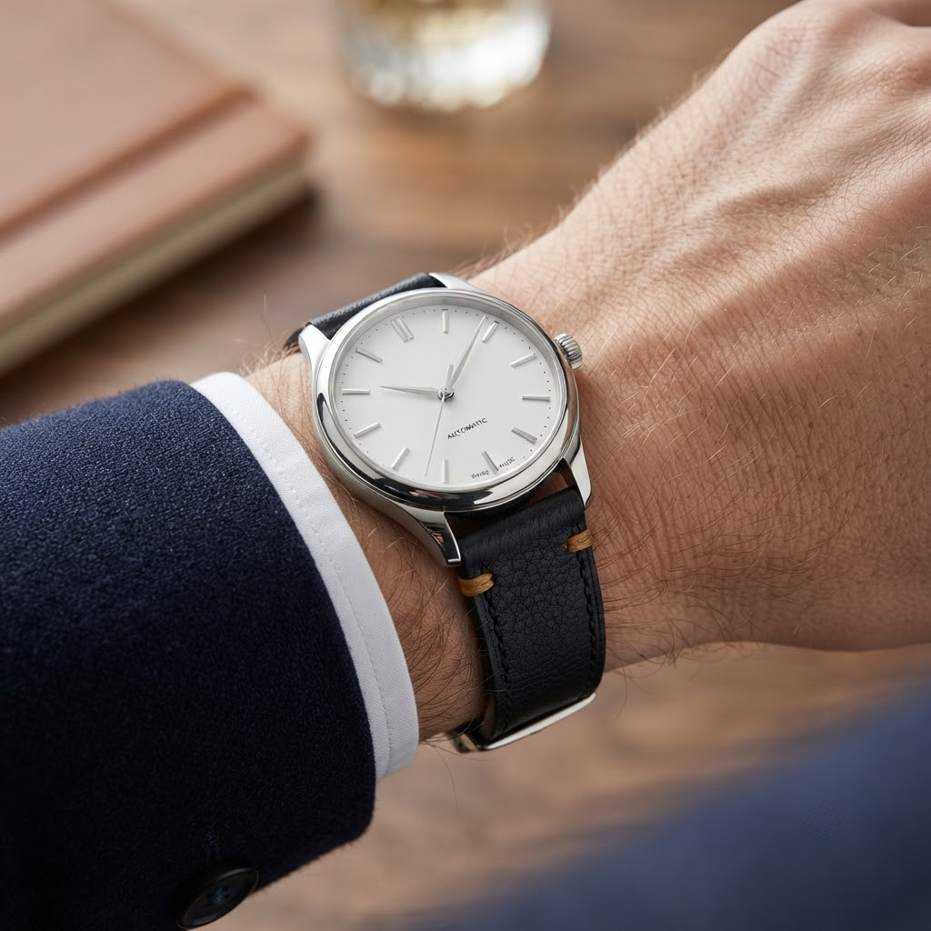 Alran Sully Jet Black — chỉ Racing Orange / 2 đỉa Racing Orange — dây độn — On-Wrist Mechanical