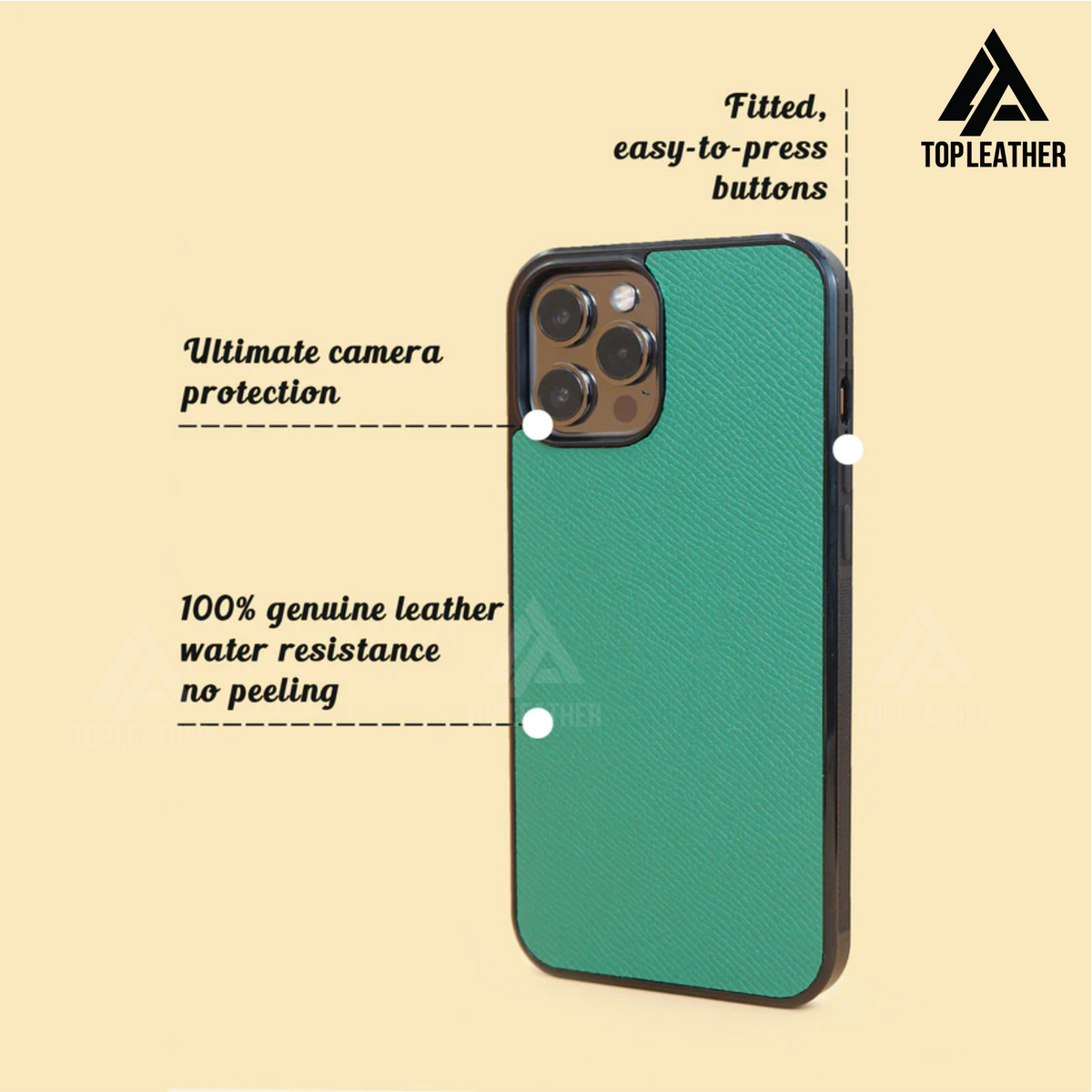 Ốp điện thoại iPhone cho Xr/11/11Prm – 12/12Prm – 13/13Prm – 14/14Prm - Màu xanh lá cây