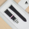 Dây đeo đồng hồ Swift bằng da dành cho Apple Watch, đồng hồ cơ - Màu đen phối da, chỉ hồng SW07.22 