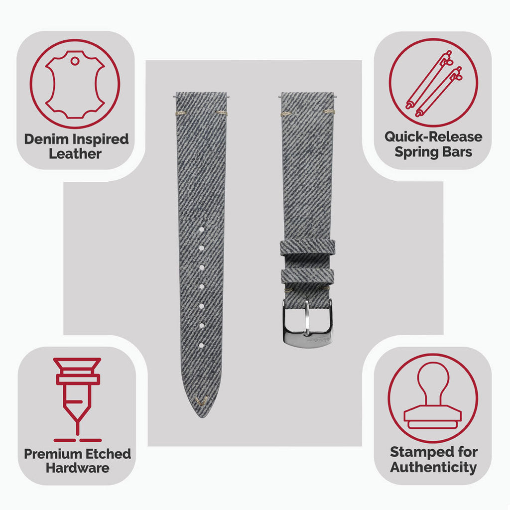 Vòng đeo tay trên núi và thiết kế có giá trị trên vải denim V-Stitch - Gris élég Antenez