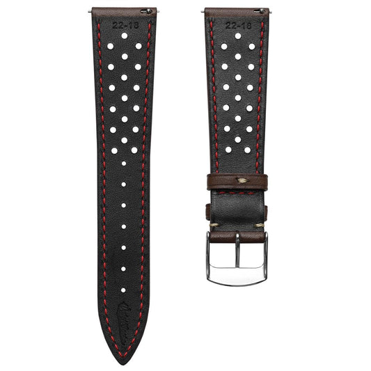 Dây đeo đồng hồ da đục lỗ Beaufort Racing Badalassi Carlo Minerva Box - Màu nâu đậm