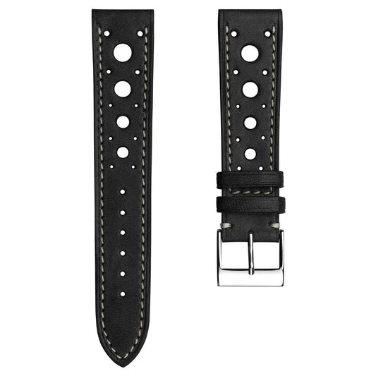 Dây đeo đồng hồ da thủ công Boutsen Cavallo Racing - Màu đen